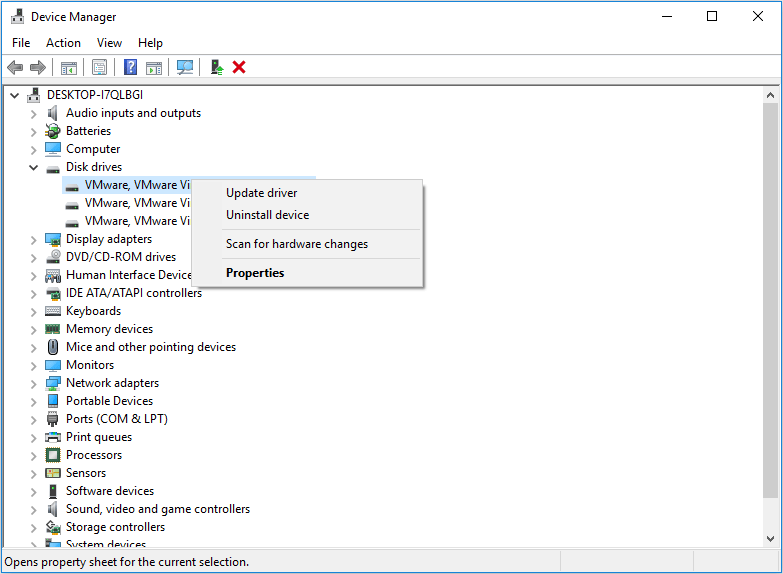 manage driver in Device Manager