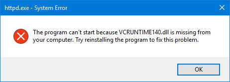 VCRUNTIME140.dll is missing