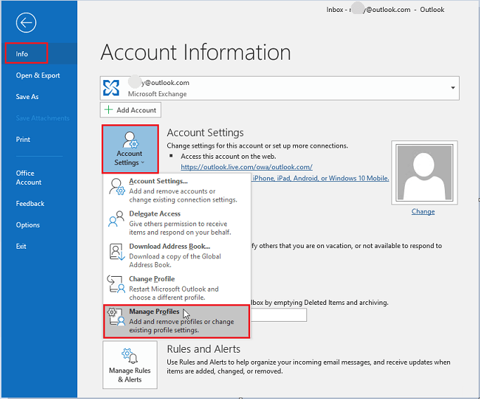 click Manage Profiles