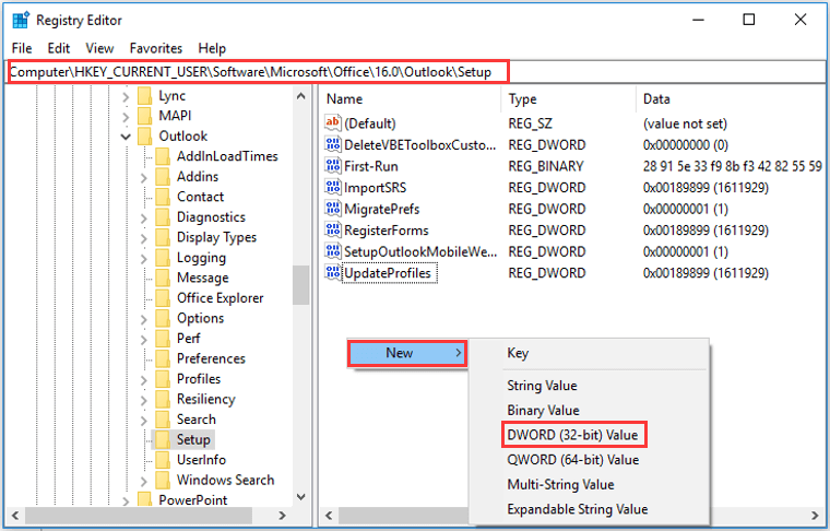 modify Registry Editor
