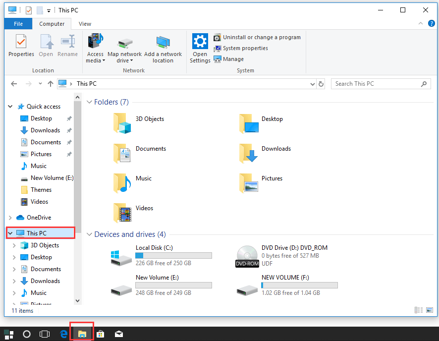 open This PC through File Explorer
