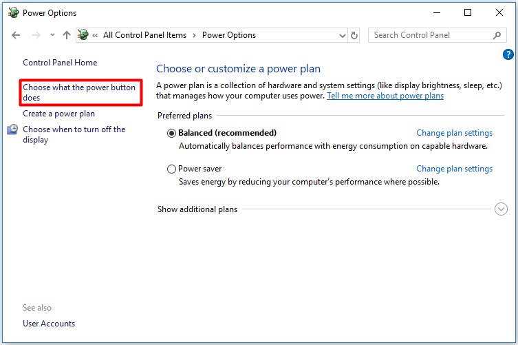 Click on Choose what the power button does