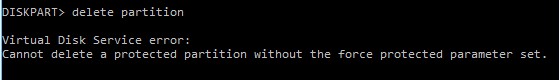 cant delete recovery partition