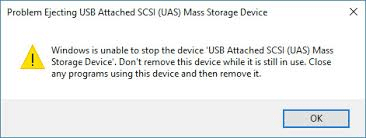 problem ejecting USB attached SCSI (UAS) Mass Storage Device