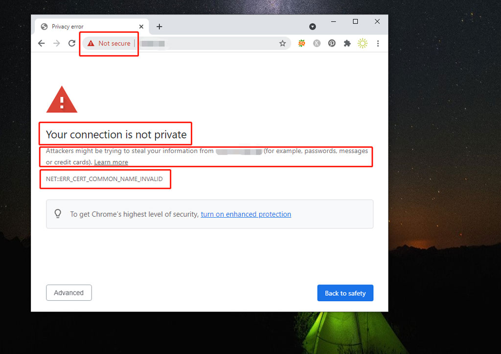 your connection is not private chrome