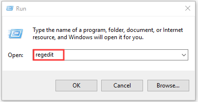 type regedit and hit the enter key