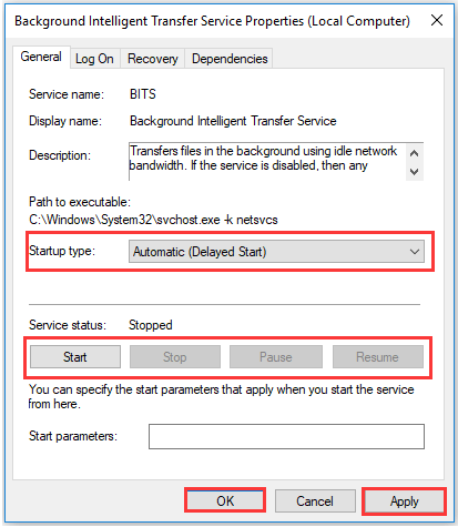 make sure the Automatic (Delayed Start) option is selected