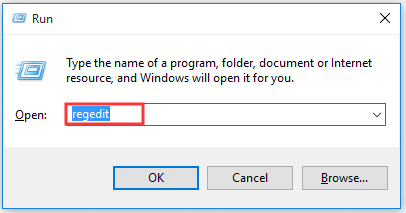type regedit in the Run box