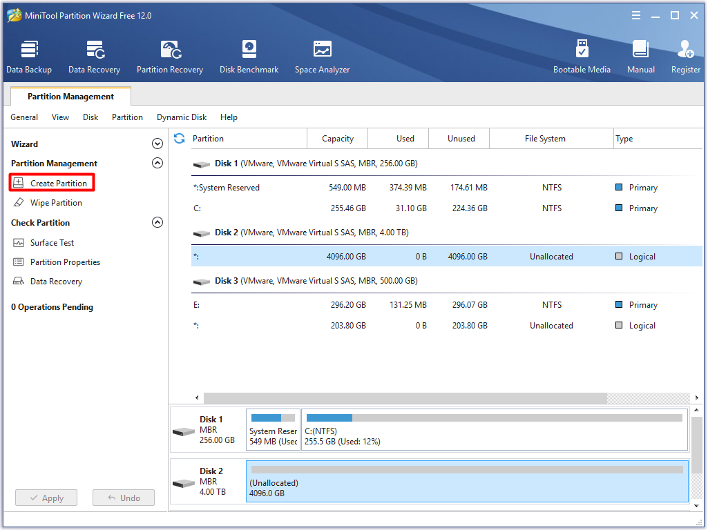 click on create partition