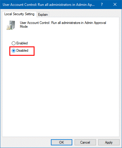 disable Admin Approval Mode