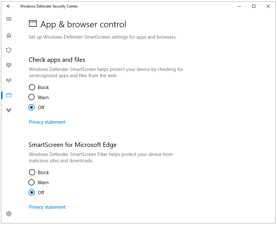 stop SmartScreen from checking apps and files