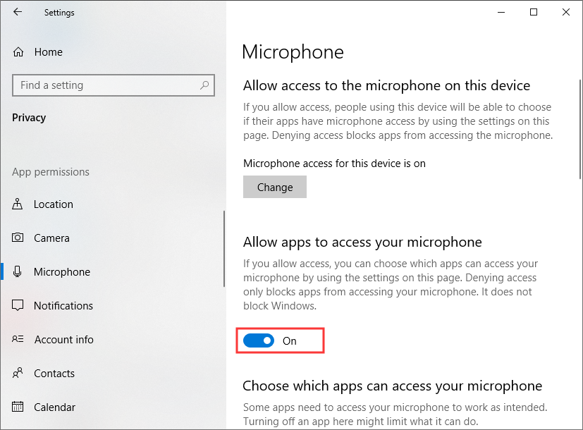 allow apps to access your microphone