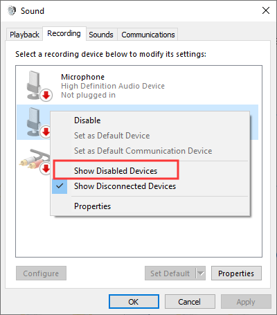 Show Disabled Devices