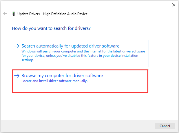 browse my computer for driver software