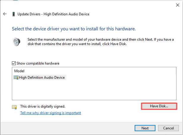 click Have Disk