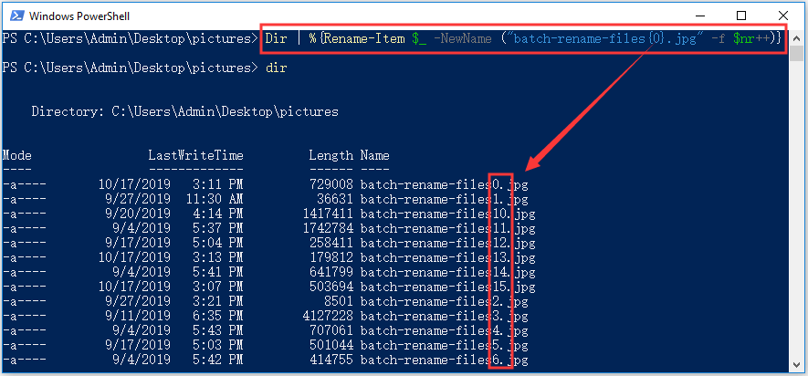 batch rename files using PowerShell