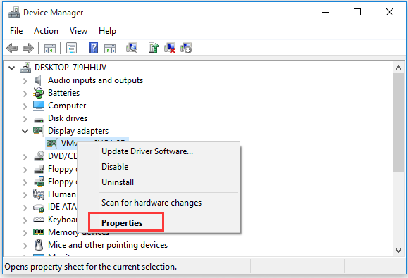 click properties