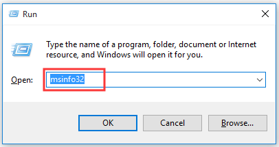 type msinfo32 in the Run box