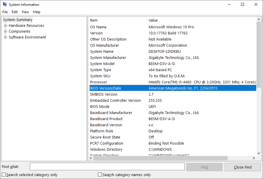 check BIOS version/date