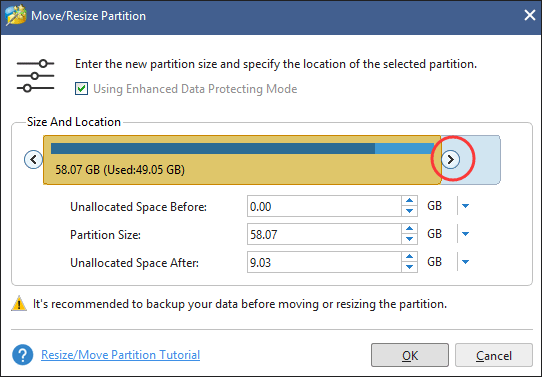 one unallocated space adjacent to C drive
