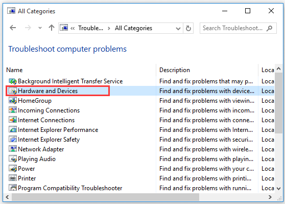 double click Hardware and Devices