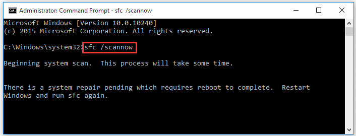 run sfc /scannow command