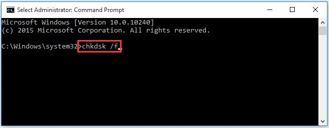 run chkdsk /f command