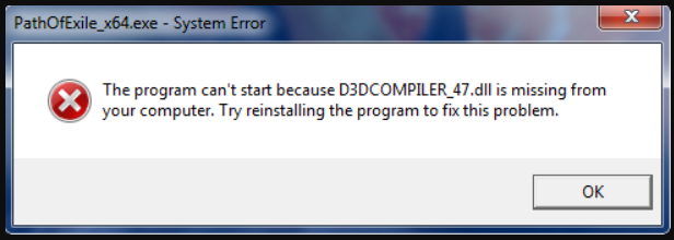 D3DCOMPILER_47.dll is missing