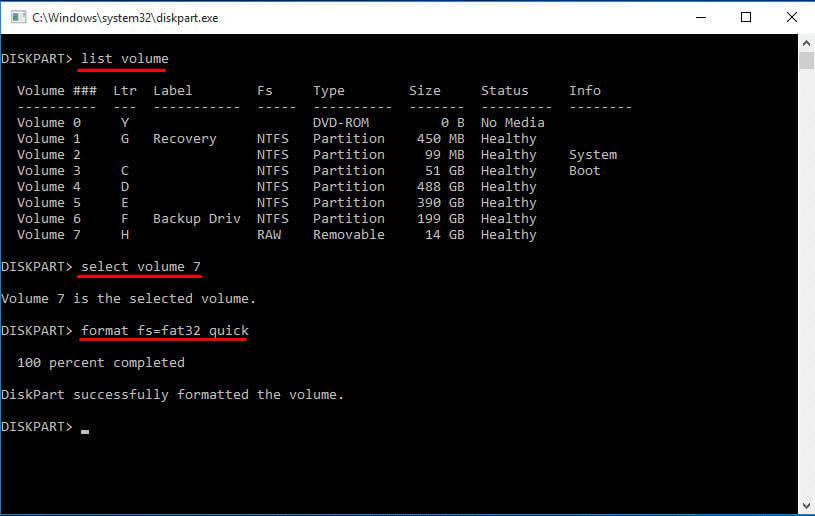 format drive with command