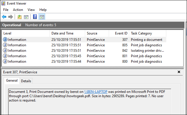 view print logs in Event Viewer