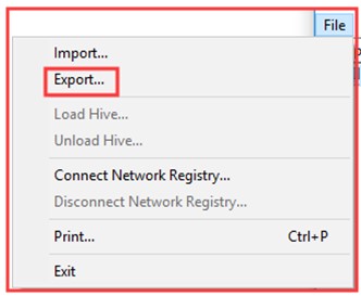 export your registry editor