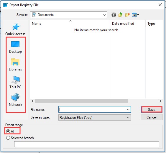 set the export file settings