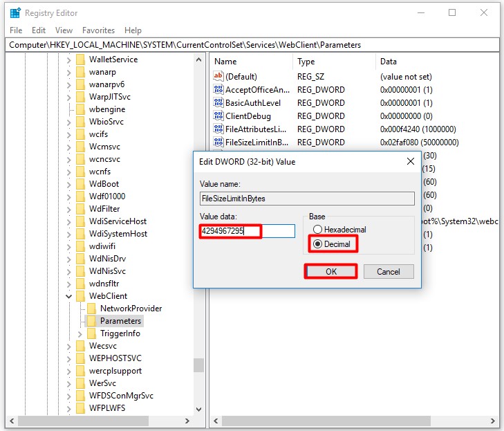 type the value data