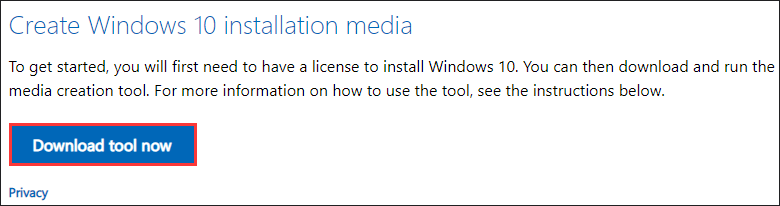 download the Windows installation media