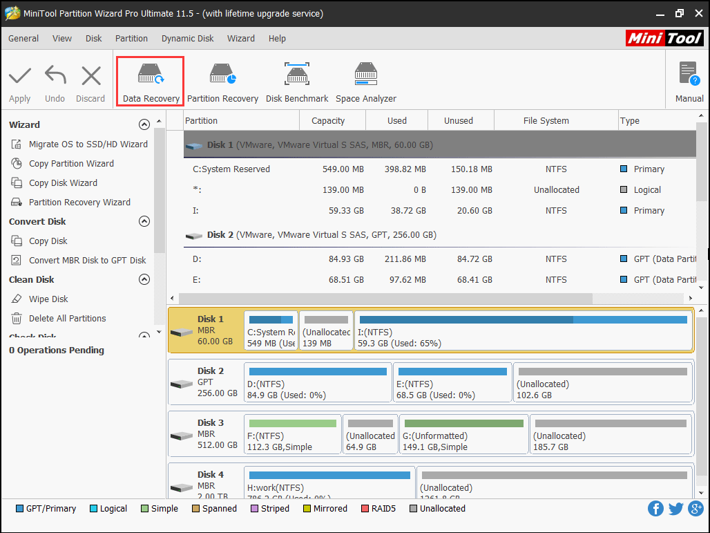 click the Data Recovery feature