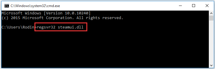 run regsvr32 steamui.dll command