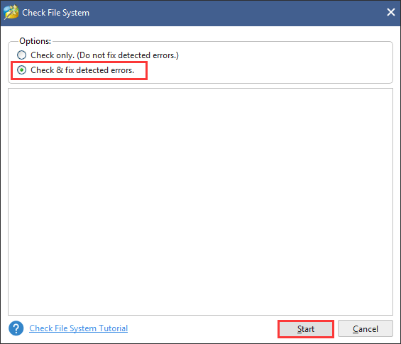 click Check & fix detected errors