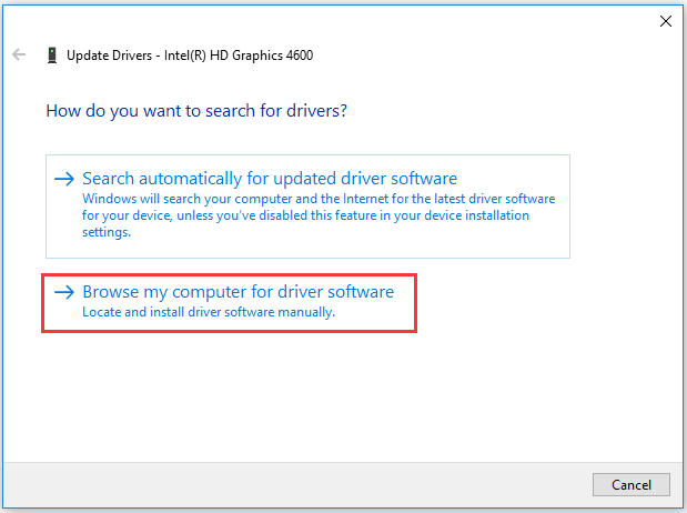 click Browse my computer for driver software