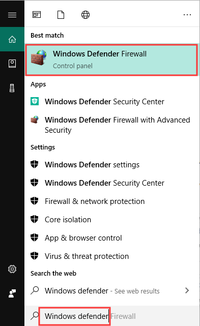 open Windows Defender Firewall