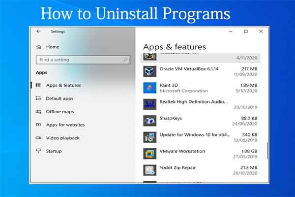 how to uninstall programs on Windows 10