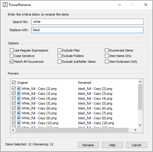 rename files with PowerRename