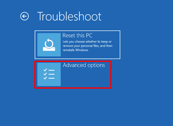 choose advanced options