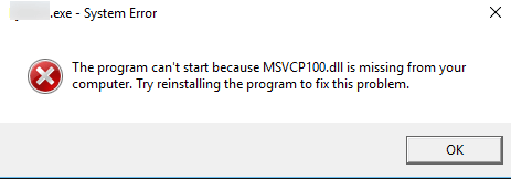 MSVCP100.dll is missing