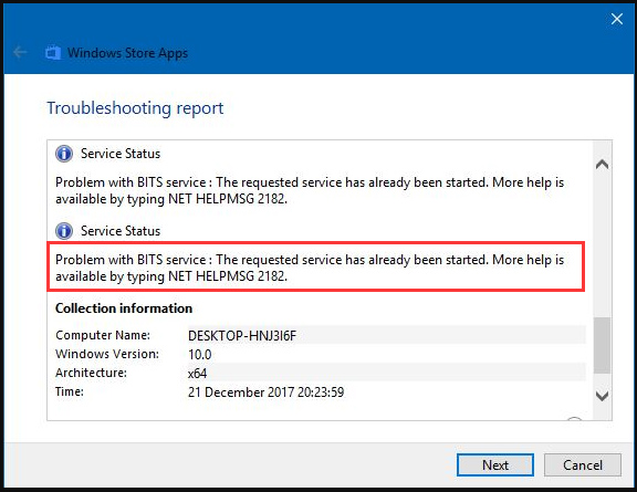 the NET HELPMASG 2182 Error