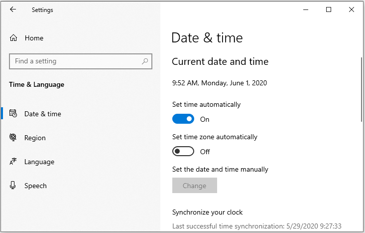 change Date & time settings
