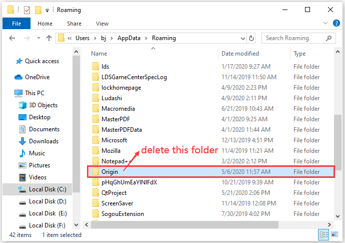 delete Origin folder in Roaming folder