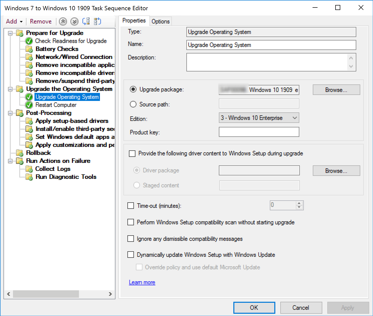 edit task sequence upgrade