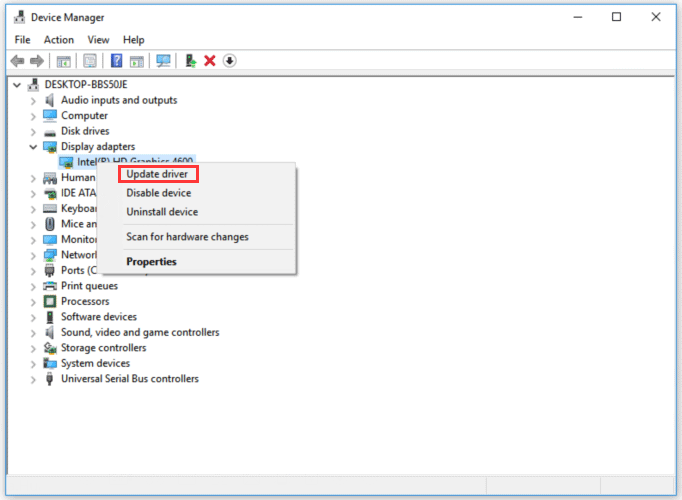 update the outdated Graphics Card driver