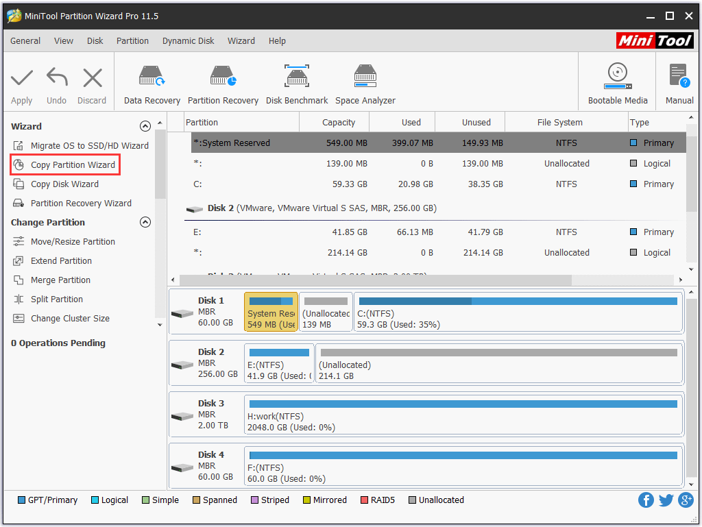 choose the Copy Partition feature from the left panel