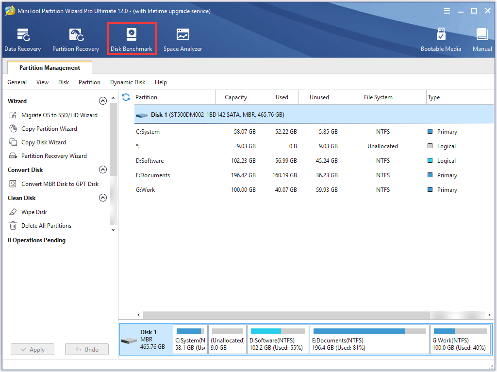 activate the Disk Benchmark feature
